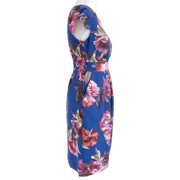 NWT MOULINETTE SOEUR ROSADO FLORAL TEXTURED CAP TULIP SLEEVE COCKTAIL DRESS - Picture 3 of 11